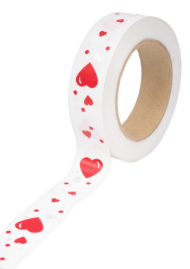 Лента Сердца Польские 3см*50ярд Красные на Белом