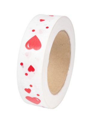 Лента Сердца Польские 3см*50ярд Красные на Белом Лента Сердца Польские 3см*50ярд Красные на Белом