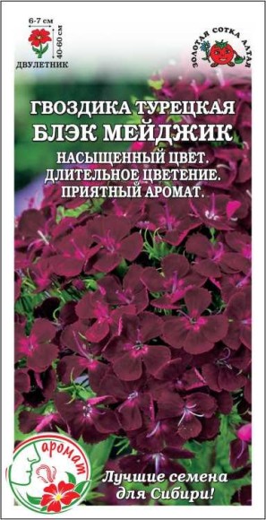 Цветы Гвоздика турецкая Блэк Мейджик ЦВ\П (СОТКА) 0,2гр двулетник 40-60см