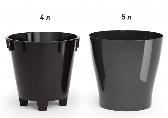 Горшок Лея 5лит Графитовый (с дренажной системой)