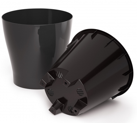 Горшок Лея 5лит Графитовый (с дренажной системой)