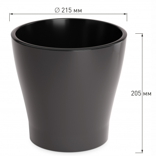 Горшок Лея 5лит Графитовый (с дренажной системой)