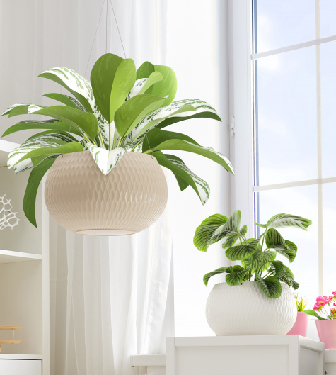 Горшок Жемчужина подвесной 4лит Белый М-8724 (с подвесом - трос)