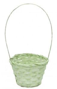 Корзина плетеная Бамбук D-13/H-9.5/28см Выбеленная Салатовая