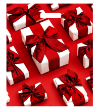 Сумочка пакет п/э 380*450мм Подарки с красными бантами Арт-00188426