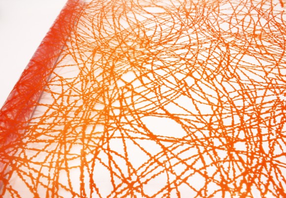 Пленка прозрачная с рисунком Сизаль паутинка Оранжевая 70см/200гр