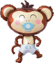 Шар фольгированый 39/99см Обезьянка с соской мальчик