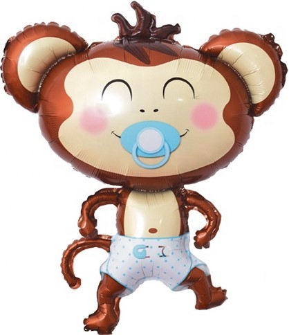 Шар фольгированый 39/99см Обезьянка с соской мальчик