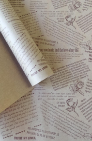 Бумага крафт Европа послание черный на коричневом 70см*8,5