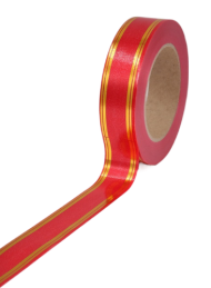 Лента Золот полоса Классика 3см*50ярд Красная 379