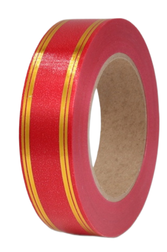 Лента Золот полоса Классика 3см*50ярд Красная 379