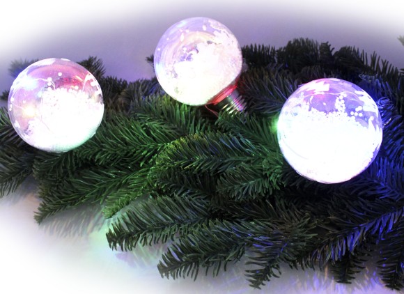 Ёлочное украшение Шары Лампочка с подсветкой (8см/3шт) Арт-№74