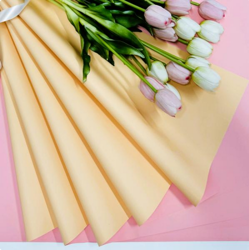 Пленка Листами Матовая двухсторонняя Персиковая/Розовый персик 58/58см(1уп/10шт)