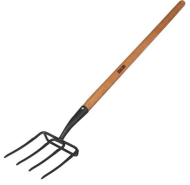 Вилы копательные 4-рогие GREENGO с упором и деревяным Черенком