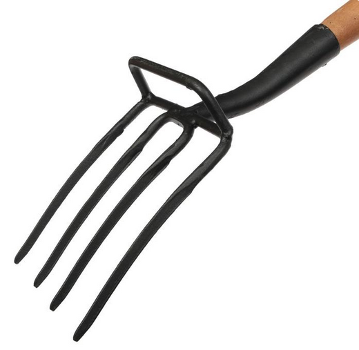 Вилы копательные 4-рогие GREENGO с упором и деревяным Черенком Вилы копательные 4-рогие GREENGO с упором и деревяным Черенком