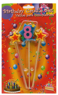 Свеча Цифра 8 Звездочка (набор 3 шт) 420590