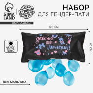 Набор Гендер-Пати Мальчик пакет для сброса шаров 120х60см шары лента Арт-10299676