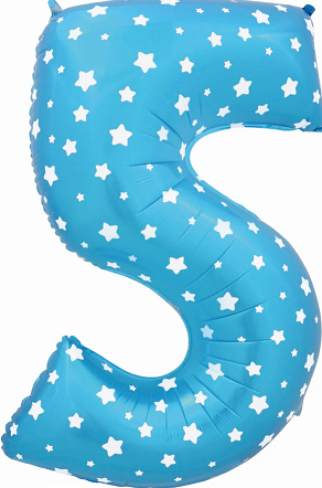 Шар ЦИФРА фольгированный № 5 40"102см Звёздочки голубой Шар ЦИФРА фольгированный № 5 40"102см Звёздочки голубой