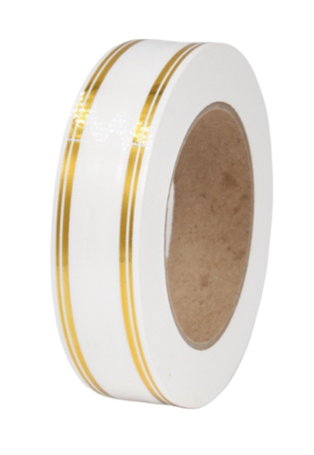 Лента Золот полоса Классика 3см*50ярд Белая 399