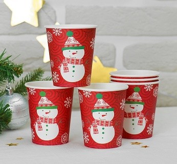 Стакан бумажный Снеговик 250мл*6шт