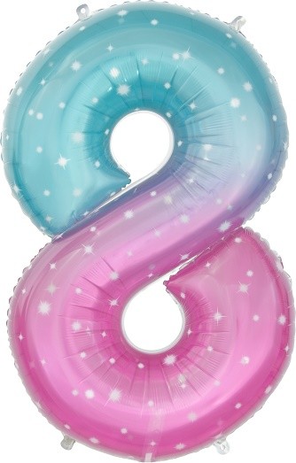 Шар ЦИФРА фольгированный № 8 34"86см Розовый Нежные искры градиент Шар ЦИФРА фольгированный № 8 34"86см Розовый Нежные искры градиент