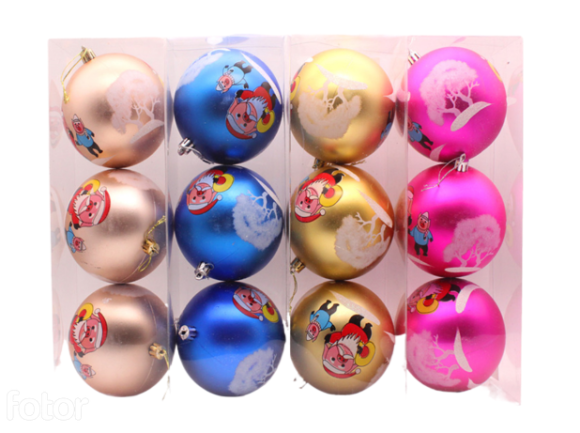 Ёлочное украшение Шары (10см/3шт) Со Свинкой Арт-E22