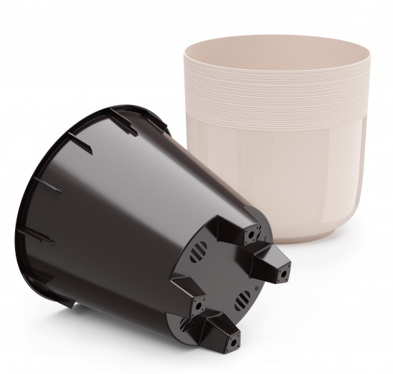 Горшок Линель 4,5лит Бежевый М-8702 (с дренажной системой) Горшок Линель 4,5лит Бежевый М-8702 (с дренажной системой)