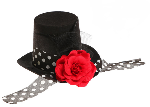 Шляпа Цилиндр с лентой в горошек 327010