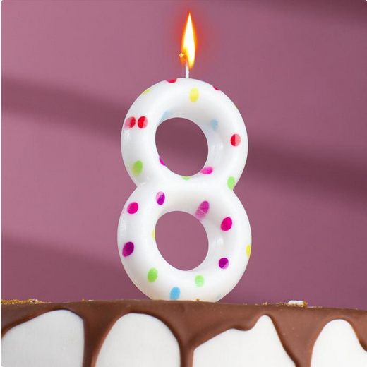 Свеча Цифра 8 Конфетти Гигант Арт-4693305