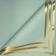 Пленка Листами Матовая Рамка Золото-Мятная 58/58см (1уп/20шт) Цена за 1ЛИСТ