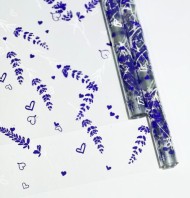 Пленка прозрачная с рисунком Лаванда Прованс Бело-Сиреневая 70см/200гр