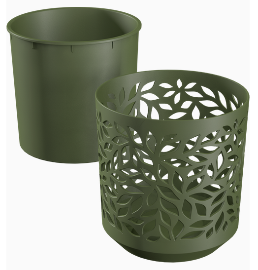 Горшок Leaves 1,25лит Оливка/Оливка (с дренажной системой)
