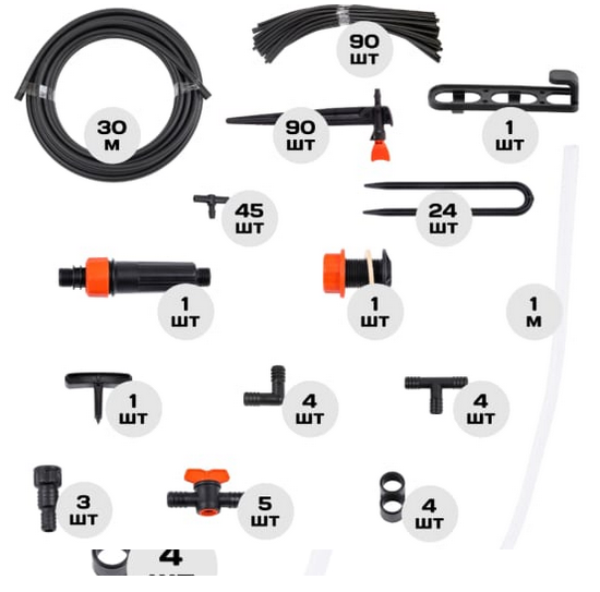 Капельный полив Жук от Ёмкости на 90 растений с Регулируемыми капельницами Арт-8029