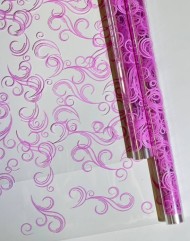 Пленка прозрачная с рисунком Завитки Розовая 70см/200гр