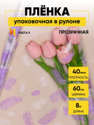 Пленка прозрачная с рисунком Пёрышки Белая 60см*8м