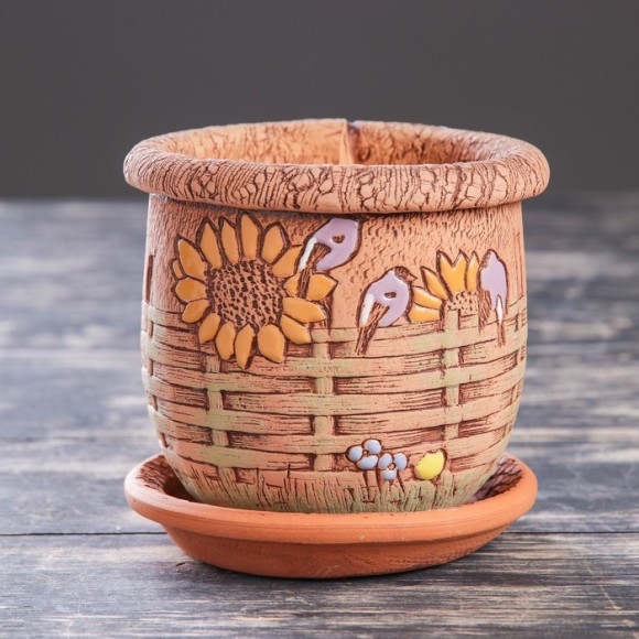 Кашпо Плетень №-1 (ЗОЛОТОЕ) D-12см