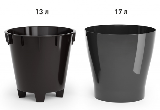 Горшок Лея 17лит Графитовый (с дренажной системой) Горшок Лея 17лит Графитовый (с дренажной системой)