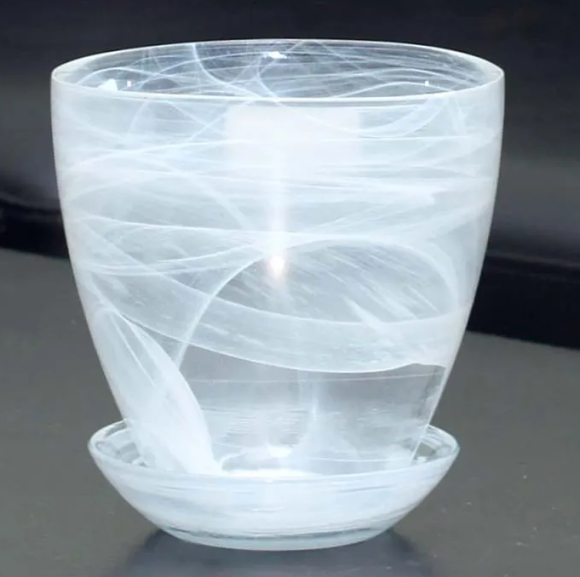 Кашпо для орхидей Стекло №-2 Алебастр Белый (D-13см)