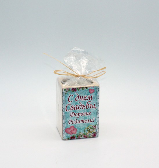 Подсвечник керамика С днем свадьбы родители 5,5*7,5см Арт-624462 Подсвечник керамика С днем свадьбы родители 5,5*7,5см Арт-624462