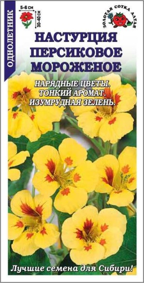 Цветы Настурция Персиковое мороженное ЦВ/П (СОТКА) 0,5гр однолетник 30-40см