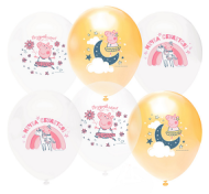 Шар латексный 12/30см пастель Свинка Пеппа Принцесса-Волшебница 1уп/25шт Арт 501108