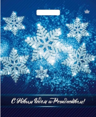 Сумочка пакет п/э 380*450мм Яркие снежинки Арт-53338