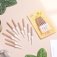 Свечи для торта С Днём Рождения Бронзовый металлик 10шт Арт-2919668