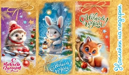 Наклейка Новогодняя на подарок 15,5*9,1см Арт-0201158 20 шт Цена за штуку