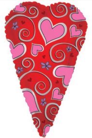 Шар фольгированный 18/46см Сердце Любовный узор красный Арт 234155HV