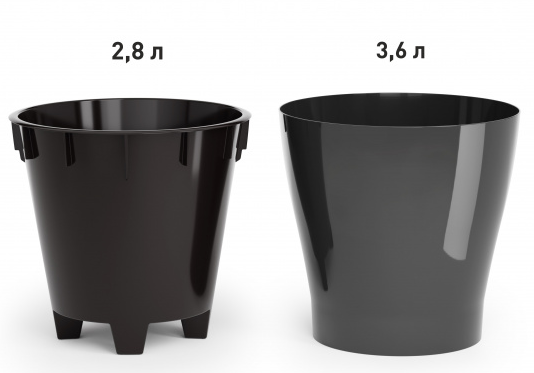 Горшок Лея 3,6лит Графитовый (с дренажной системой) Горшок Лея 3,6лит Графитовый (с дренажной системой)