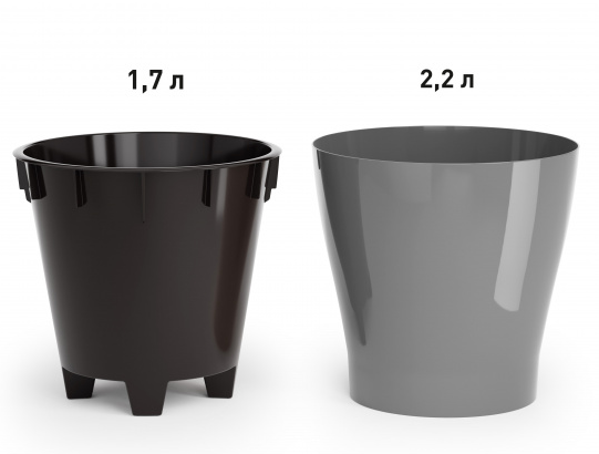 Горшок Лея 2,2лит Серый (с дренажной системой)