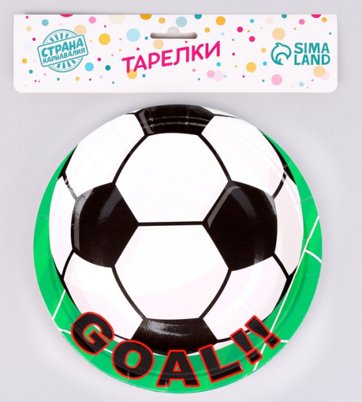 Тарелка бумажная Гол D-18см*6шт Арт-7486094