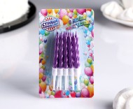 Свечи для торта С Днём Рождения Фиолетовый металлик 10шт 2919666