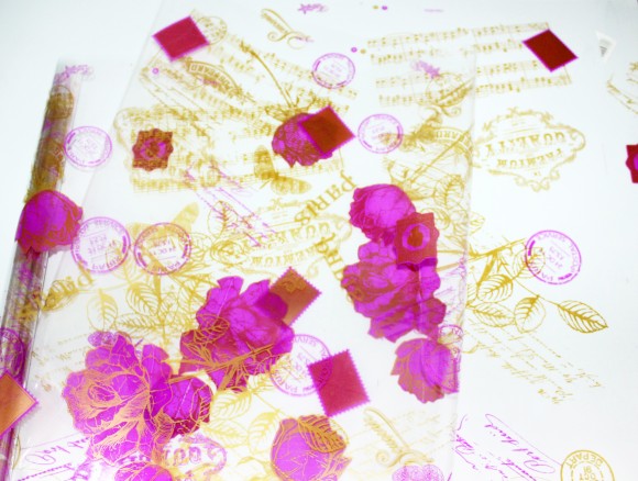 Пленка прозрачная с рисунком Жардин Пурпурная-Золото 70см/200гр